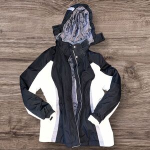 Women's Black and White Hooded Jacket